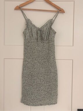 Storia Sage Green Floral Smocked Mini Dress